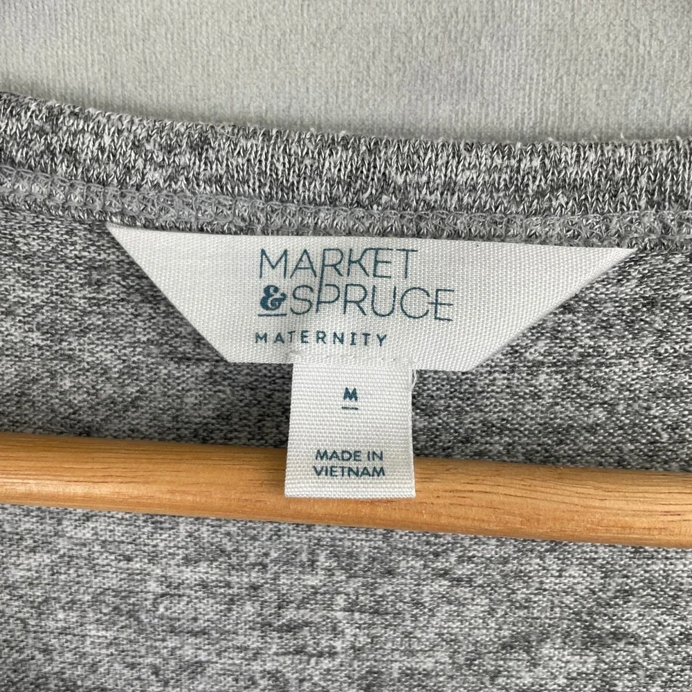 Market & Spruce Maternity Heather Gray Ruched Long Sleeve‎ Stretch Tunic Top M